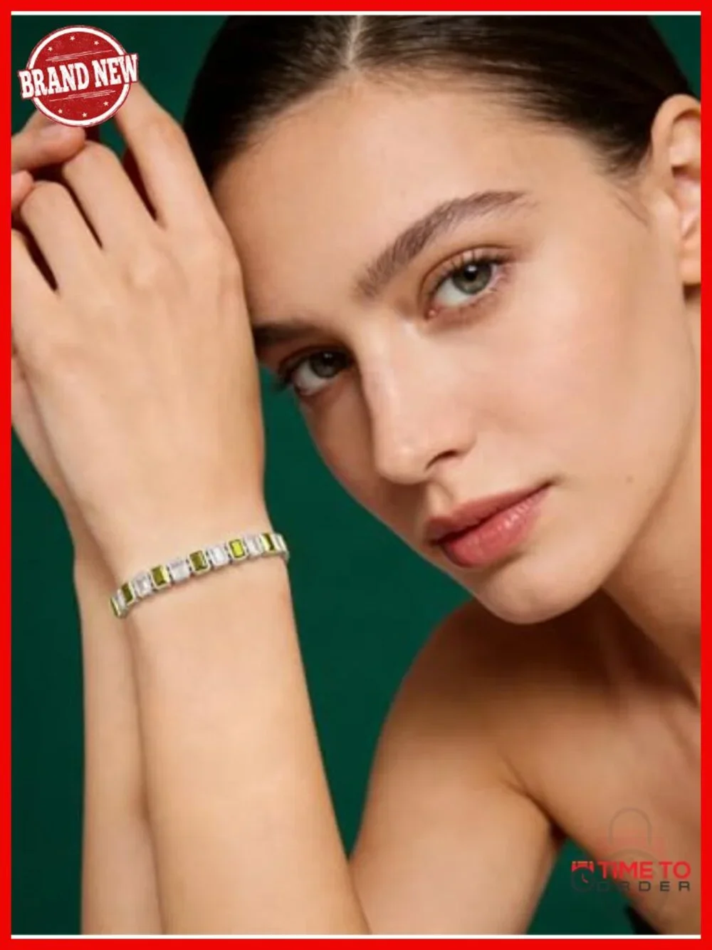 Sterling Silver Tennis Bracelet with Emerald Cut Stones and Adjustable Slider